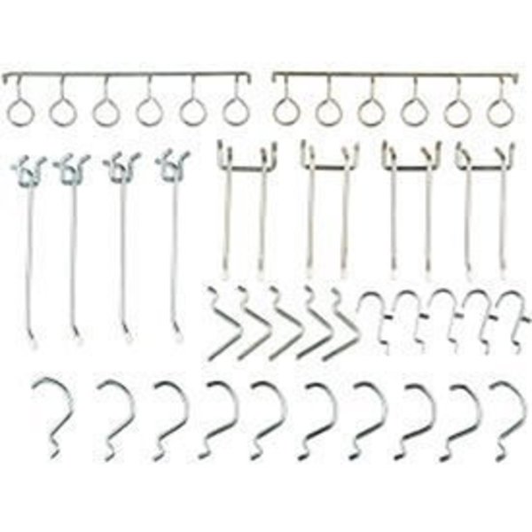 Global Industrial 30 Piece Assoreted Peg Hook Set, Zinc Plated 798673